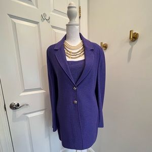 SOLD: St. John Collection Marie Gray lavender duster + shell suit blazer